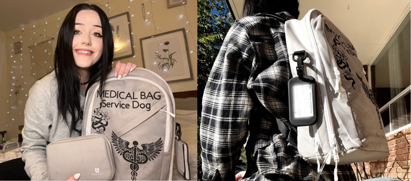 Mighty Well Ambassador Jordyn shows off her Fluid Motion Backpack